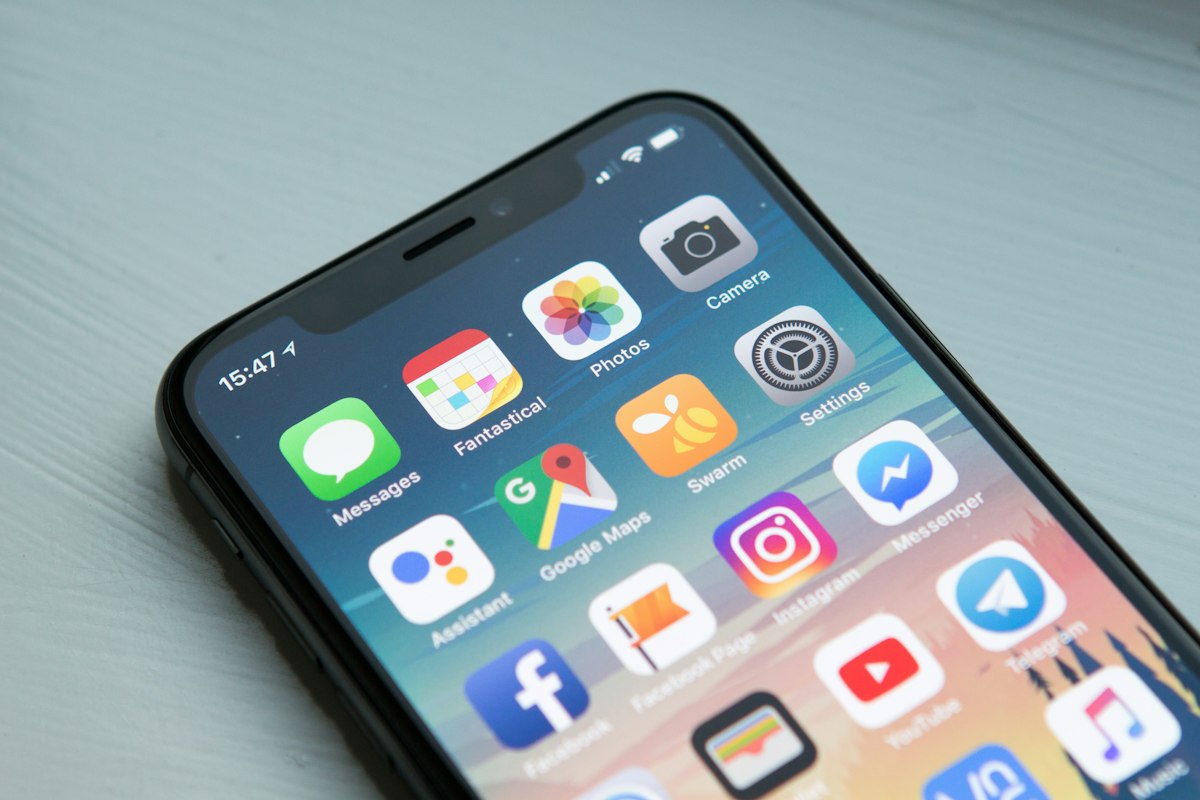 Mobile app on a smartphone